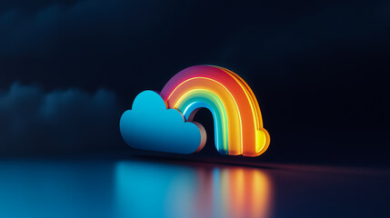 Wall Mural - A rainbow is lit up against a dark background