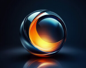 Wall Mural - A large, shiny, orange and black sphere