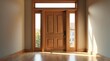 © DeeDay - New Home Entrance Sunlit Hardwood Floor, Elegant Wood Door with Sidelights and Transom Window