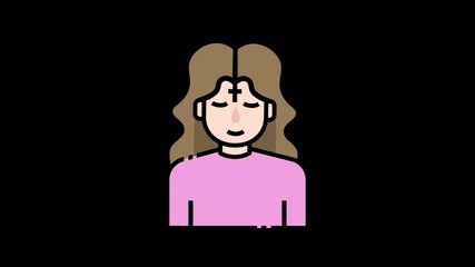Poster - Illustration of a young woman with long, wavy hair wearing a pink top, featuring a simple, cartoonish style.