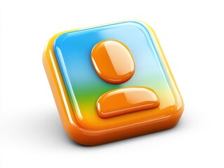 Poster - Modern icon, blue and orange square button for interactive design 