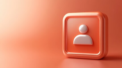 Poster - Vibrant orange square button with person icon for user interface design