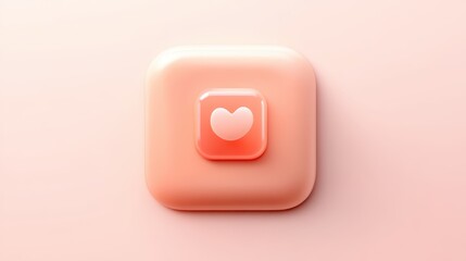Poster - Pink square button with white inner button, a modern element for web and mobile design