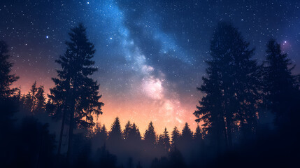 Wall Mural - landscape featuring the milky way galaxy at night
