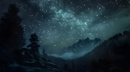 Wall Mural - landscape featuring the milky way galaxy at night