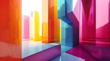 Poster - Abstract Colorful Geometric Structure Design