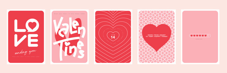 Wall Mural - set of art valentine's day card poster or banner background template