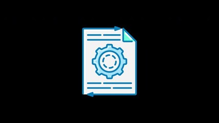 Poster - A flat design illustration showing a document with a gear symbolizing settings or configurations.