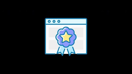 Poster - an illustration of a web browser window with a star badge, symbolizing online recognition.