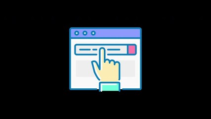 Poster - A hand interacting with a computer interface, showing a focus on digital engagement.