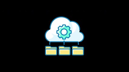 Aufkleber - Cloud storage concept with folders and gear symbol, representing technology services.