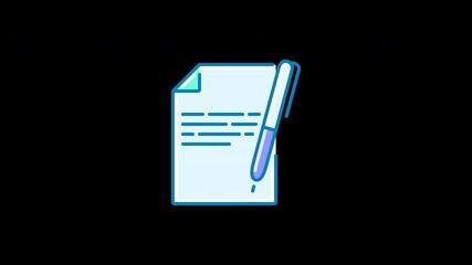 Poster - A blue pen resting on a sheet of paper on a black background, representing writing or documentation.