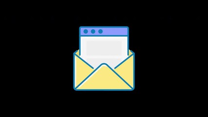 Aufkleber - An envelope graphic with an open browser window inside, depicting digital communication.