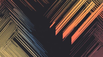 Poster - Abstract Diagonal Lines in Warm and Cool Tones