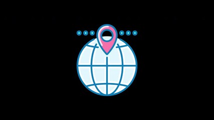 Poster - Illustration of a globe with a location pin, depicting global navigation concepts.