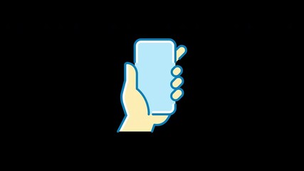 Poster - A hand holding a smartphone in a flat design style against a black background.