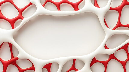 Poster - Abstract red and white organic design modern art gallery digital artwork contemporary close-up view structure and form
