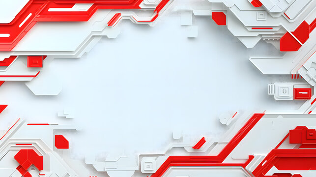 Dynamic abstract red and white background design digital art contemporary style tech vibe high-contrast layout