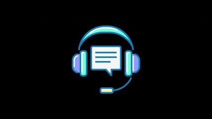 Poster - Colorful headset graphic with a speech bubble, representing communication in a digital context.