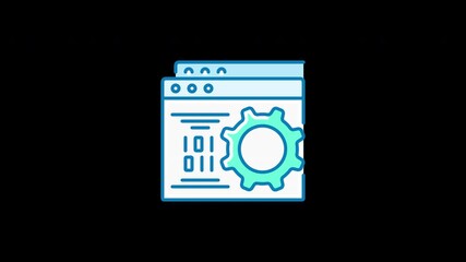 Aufkleber - An illustration of a website interface with a gear icon, symbolizing technology and settings.