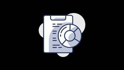 Aufkleber - An illustration of a clipboard with a pie chart, representing data analysis and insights in a modern, flat design.