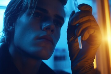 Wall Mural - Scientist Conducting Investigation with DNA Sample