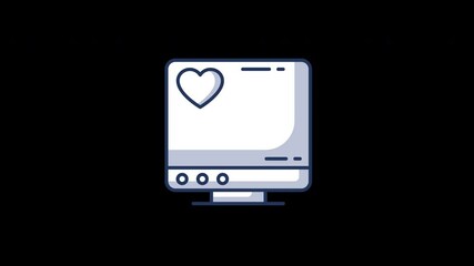 Aufkleber - A simple cartoon computer with a heart symbol on the screen, symbolizing love for technology.