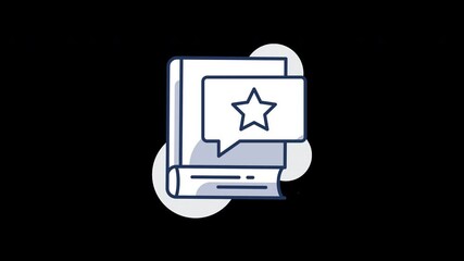 Poster - An illustration of a book with a speech bubble containing a star, set against a dark background.