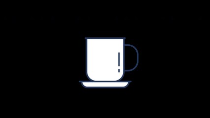 Poster - Simple illustration of a white coffee mug on a saucer with a minimalist design.