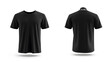 © mahamad - Men's black blank t-shirt template displayed from both sides on an invisible mannequin for design mockups, isolated on a white background