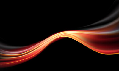 Poster - abstract red fire line curve wave dynamic on black background vector