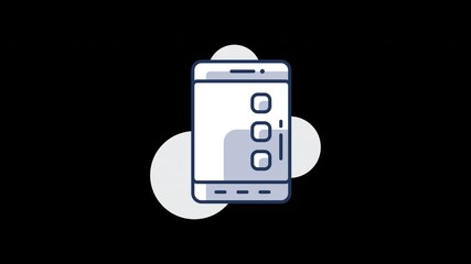 Poster - Minimalist smartphone illustration on a dark background with cloudy shapes.