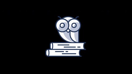 Poster - A cartoon owl sitting on stacked books, symbolizing knowledge and learning.