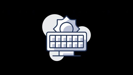 Aufkleber - A simple flat concept illustration of a computer keyboard and a police badge, symbolizing security in technology.