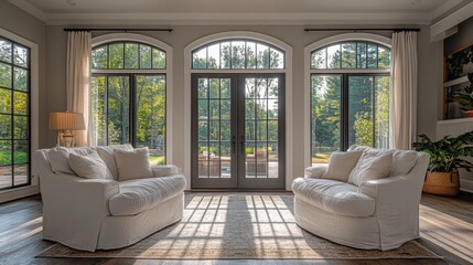 Leinwandbilder - bright lights transitional interior in a family home doors in place of curtain