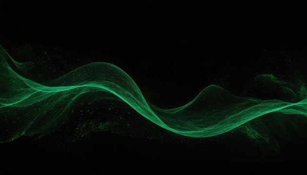 Green abstract wave. Magic line design. Flow curve motion element. Neon gradient wavy illiustration.
5