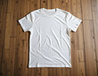 © PhotoHub - Blank White T-Shirt Laid Flat on Wooden Flooring
