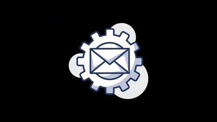 Poster - Email communication symbol with gear backdrop, depicting a digital workflow concept.