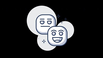 Poster - Two cartoon faces representing different emotions on a minimal background.