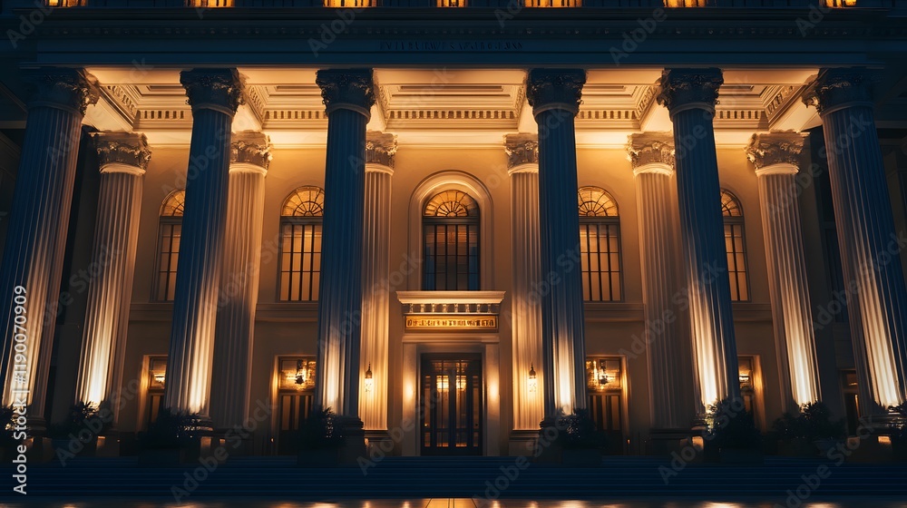 Magnificent Illuminated Building at Night Showcasing Grand Architecture ...