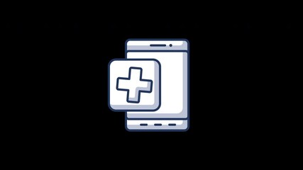 Poster - A digital healthcare concept with a mobile device and a medical cross symbol, representing technology in health care.