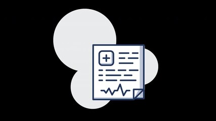Poster - Medical report illustration on a black background with abstract shapes.