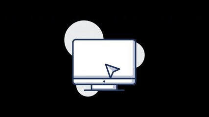 Poster - A simple computer monitor illustration with a cursor, set against a minimalistic abstract background.