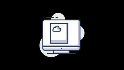 Aufkleber - A digital illustration of a computer screen displaying a cloud icon, emphasizing technology and digital storage concepts.