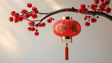 Wall Mural - chinese new year red lantern in a park ai generative