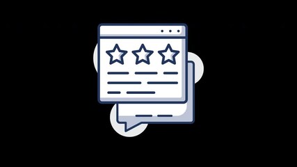 Poster - A simple graphic depicting a review interface with stars and text bubbles in a flat design style.