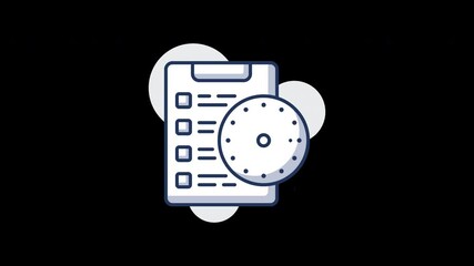 Aufkleber - A checklist with a clock symbol, representing task management and time tracking.