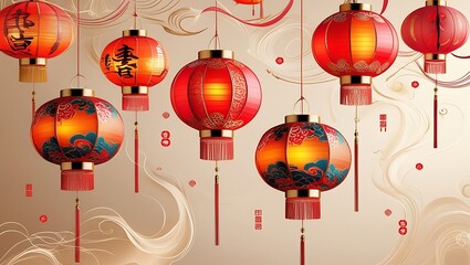 Wall Mural - chinese new year decoration ai generative