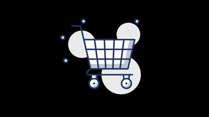 Poster - A simple and modern shopping cart design with abstract circles in the background.
