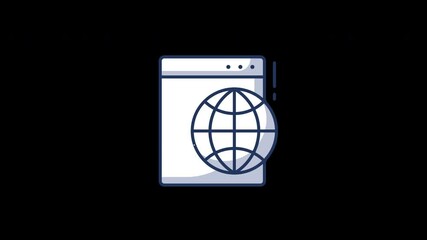 Aufkleber - A minimalist design featuring a globe next to a browser window in a flat concept style.